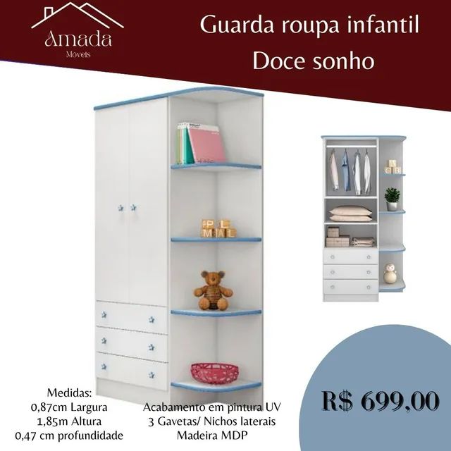 Guarda Roupa infantil Doce sonho , Entrega  em 3 dias  - Foto 2