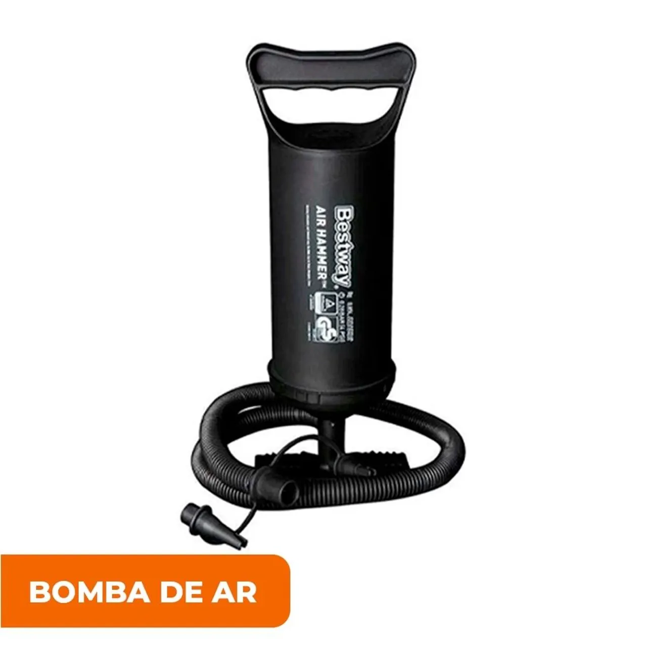Bomba de Ar 30cm + 3 Bicos para encher colchão , Piscina , Boia Bexiga,Pouco Usada