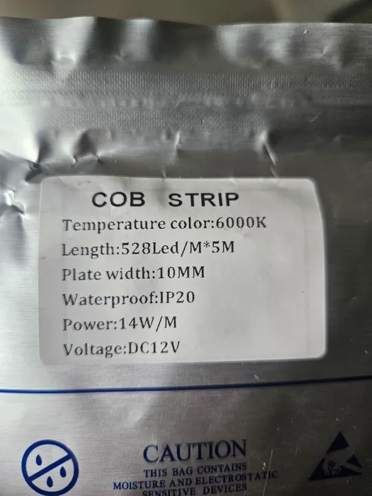 Fita LED COB 5 Metros - 528 LEDs/m 14W/m - 6000K - IP20
