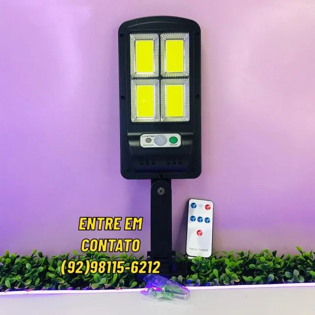 Luminária Solar Luz Led Sensor Presença Poste Parede Forte-Entregas 9h as 22h