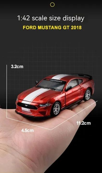 MINIATURA CCA FORD MUSTANG GT 2018 VERMELHO 1/42 - Foto 5