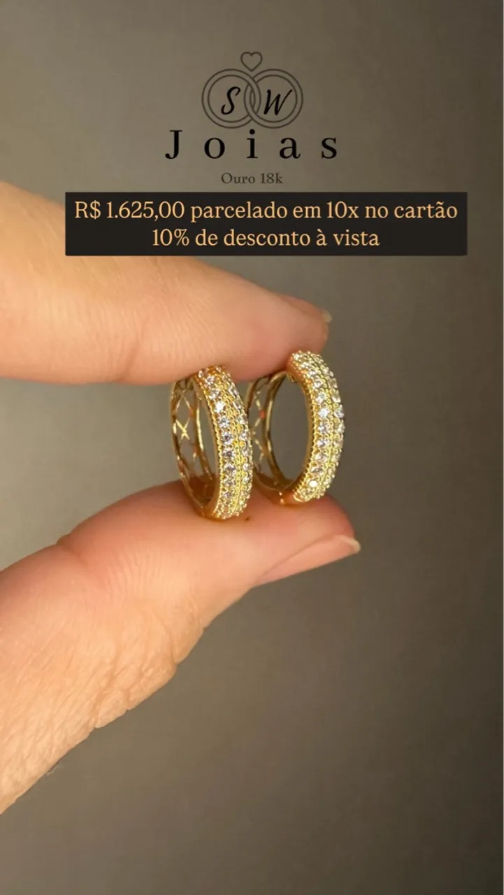 Argolas de Ouro 18k com Pedras