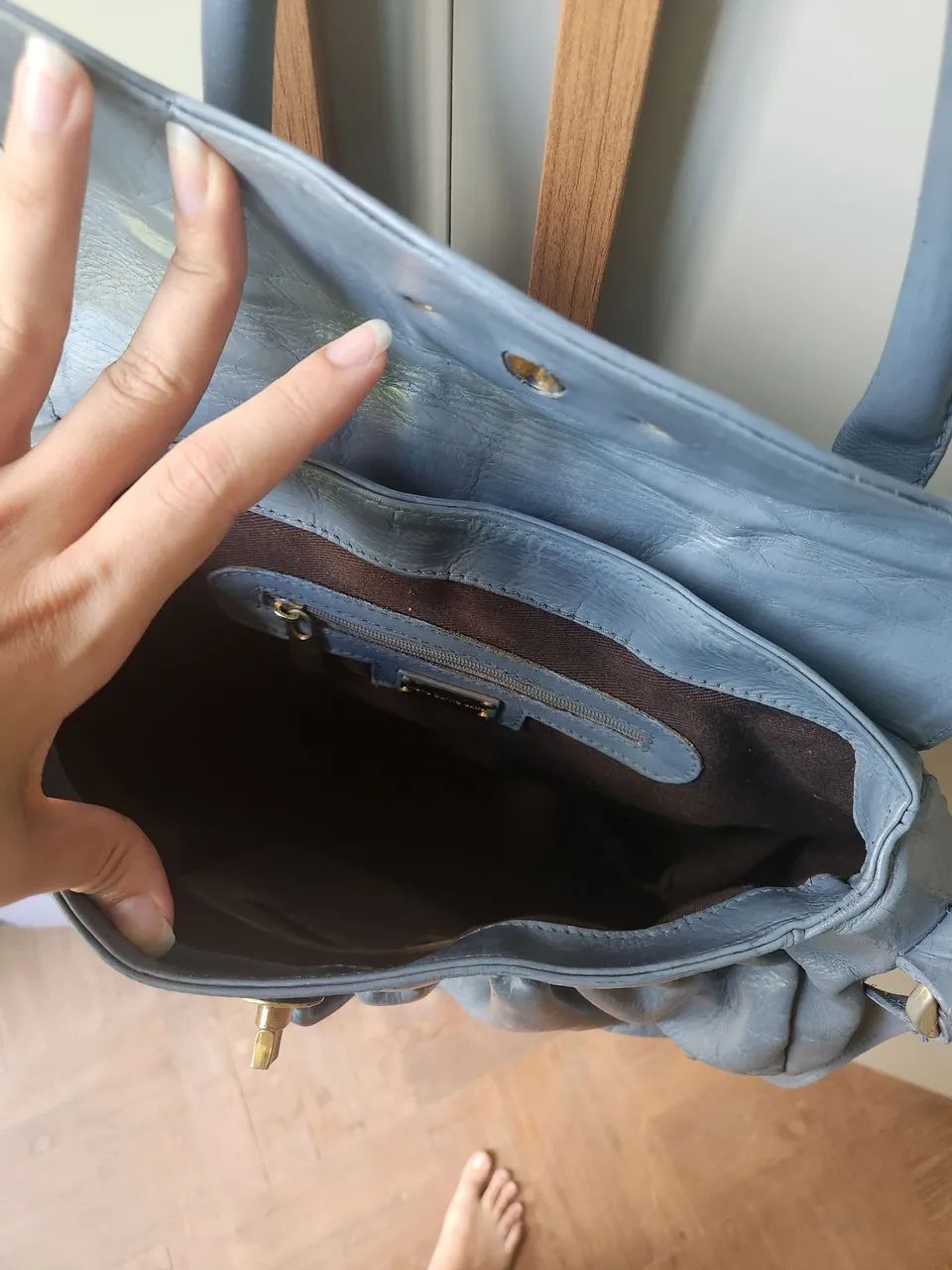 Bolsa de couro cinza mara mac - Foto 3
