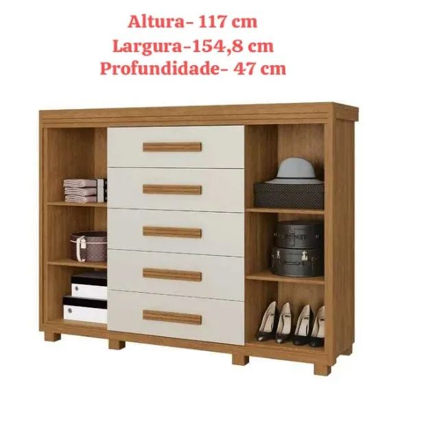 Comoda 5g 2p Off White 100% MDF (ENTREGA HOJE) - Foto 2