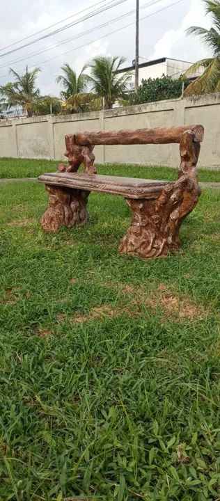 Banco  em concreto imitando madeira rústico para jardim - Foto 3