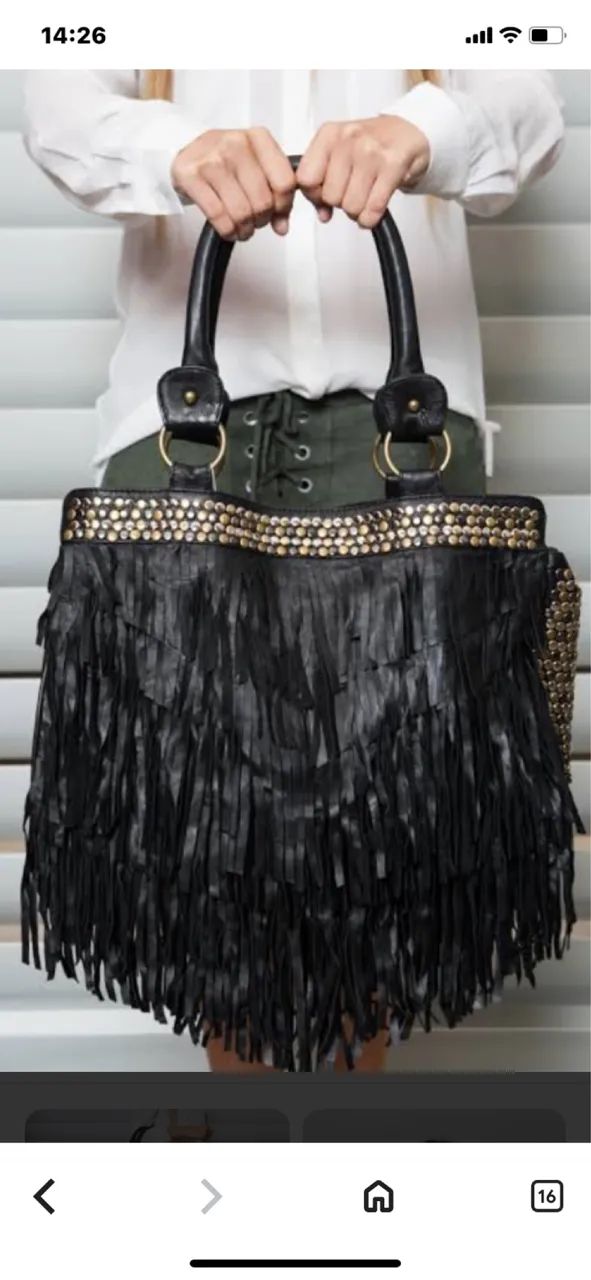 Bolsa de couro da marca Ateen com franja modelo tipo Boho - Foto 6