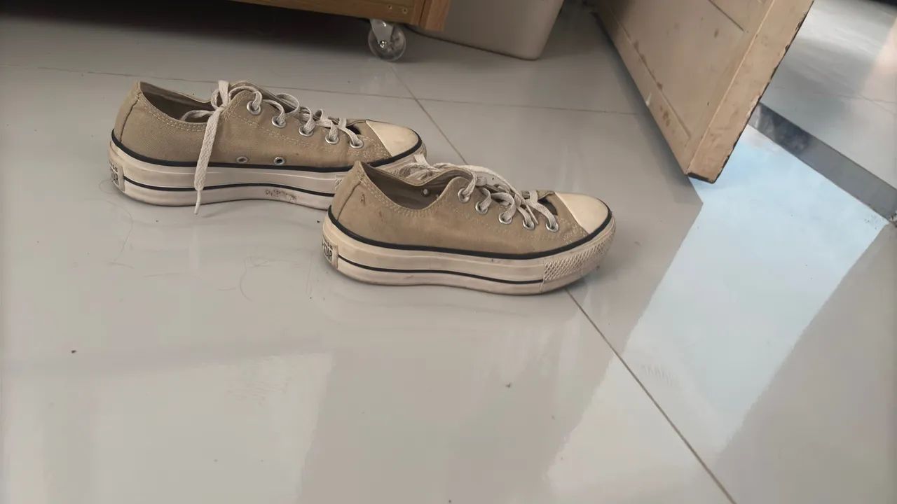 Tênis Converse All Star Bege plataforma - Foto 2