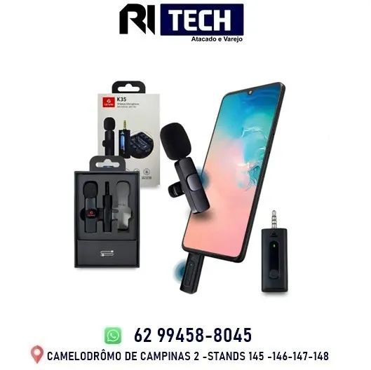 Microfone Lapela Sem Fio P2 de 3.5mm 2 Microfones