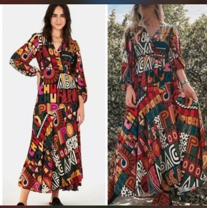 Vestido farm P  Colorido com Estampa de Letras - Foto 3