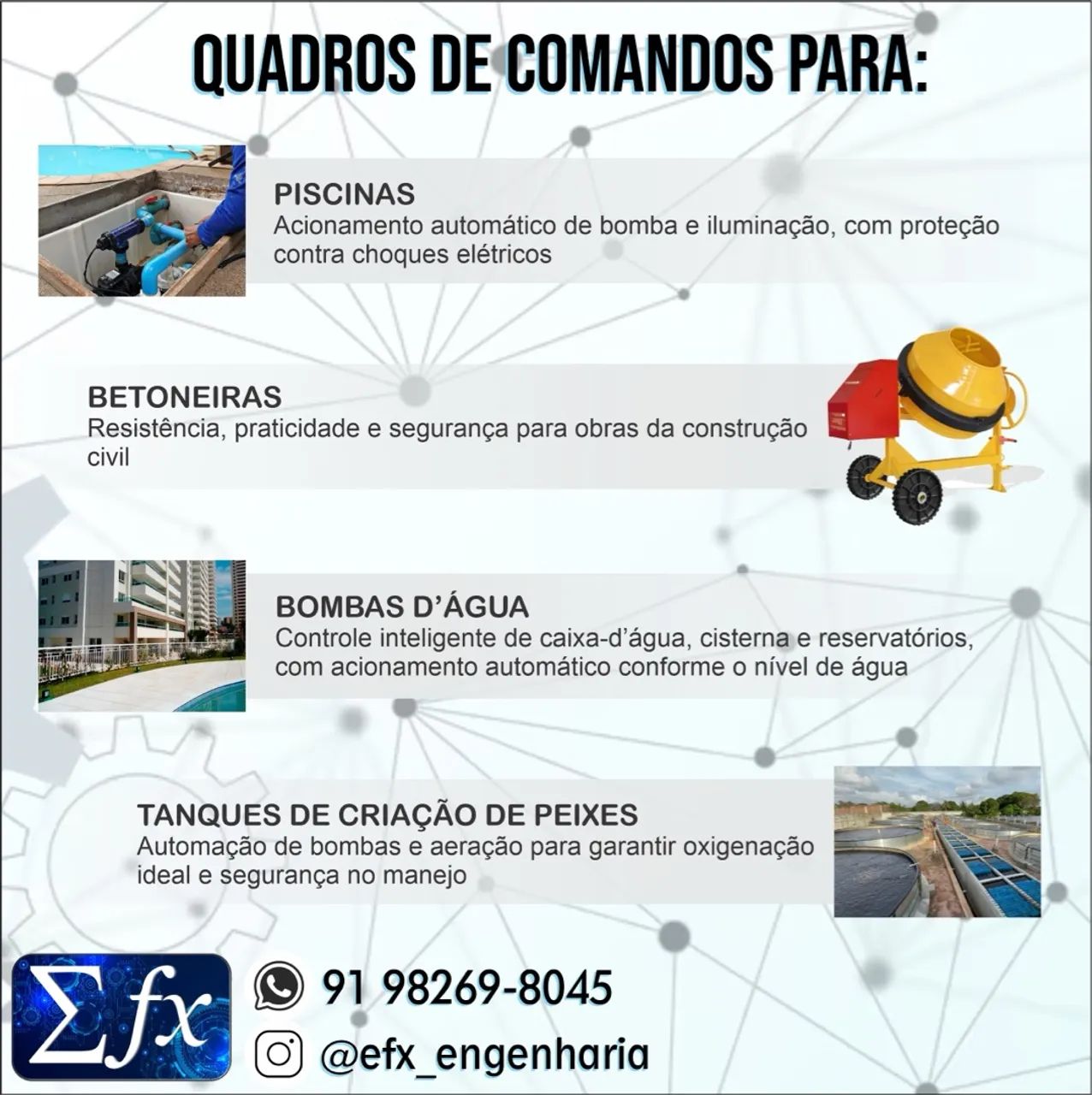 Quadros de Comandos para Diversas Aplicações