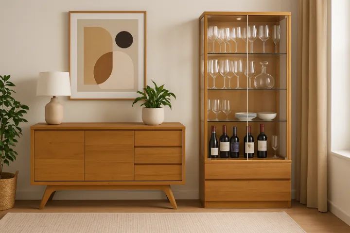 Conjunto Buffet Para Sala de Jantar 2 portas Cristaleira 2 Portas 2 Gav/Vidro Bordinhon