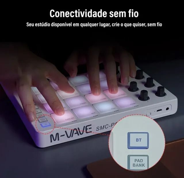 M-vave Smc-pad Interface Portátil Controlador Midi Sem Fio - Foto 2