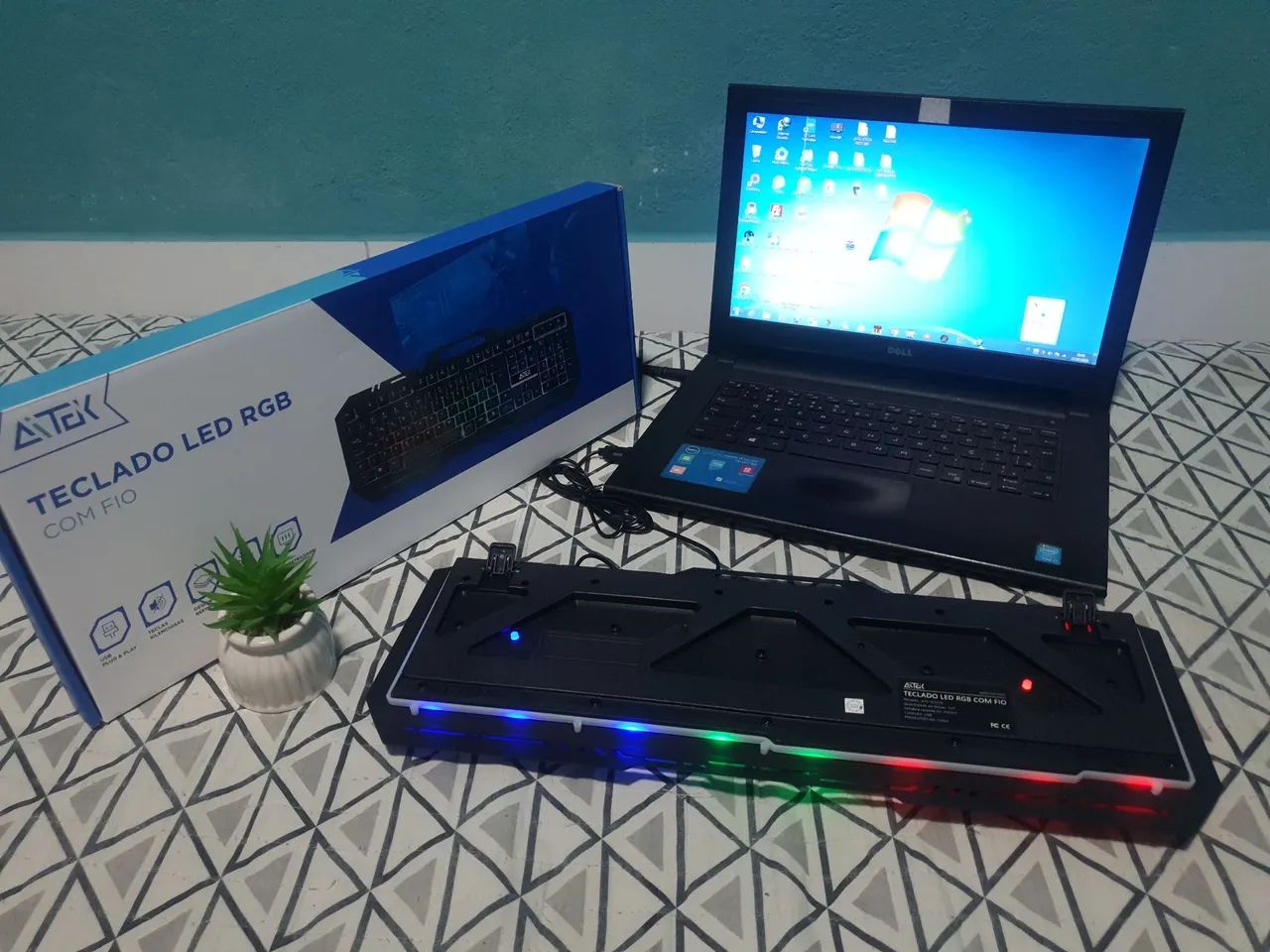 Teclado Gamer LED RGB ATEK com Fio, base metálica  - Foto 3