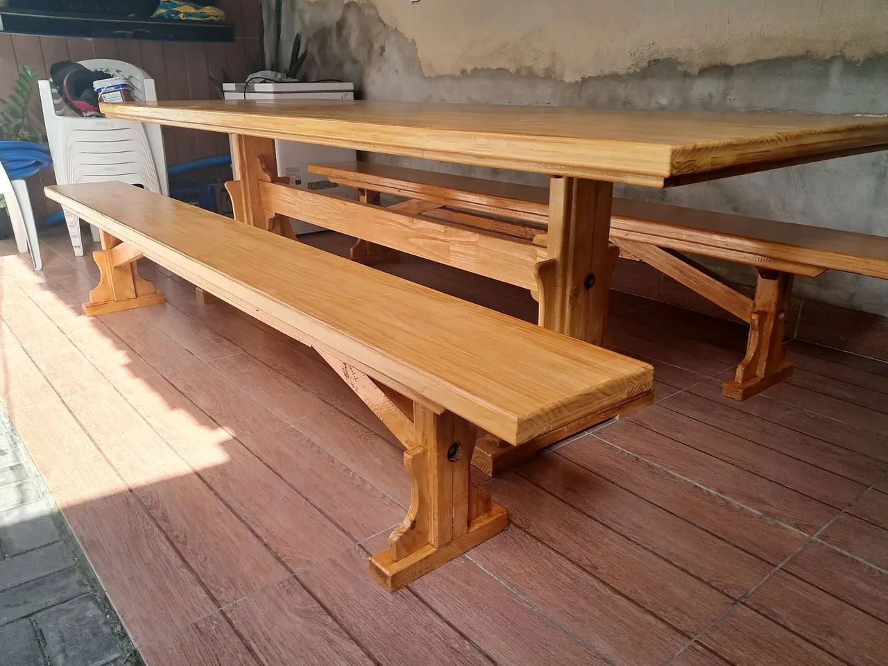 Mesa de Jantar Rústica em Madeira Maciça - Foto 4