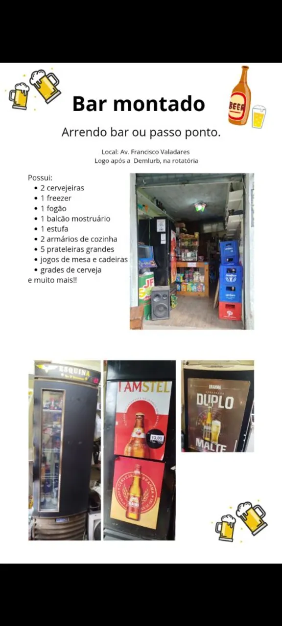 Bar montado completo para alugar ou passar o ponto!
