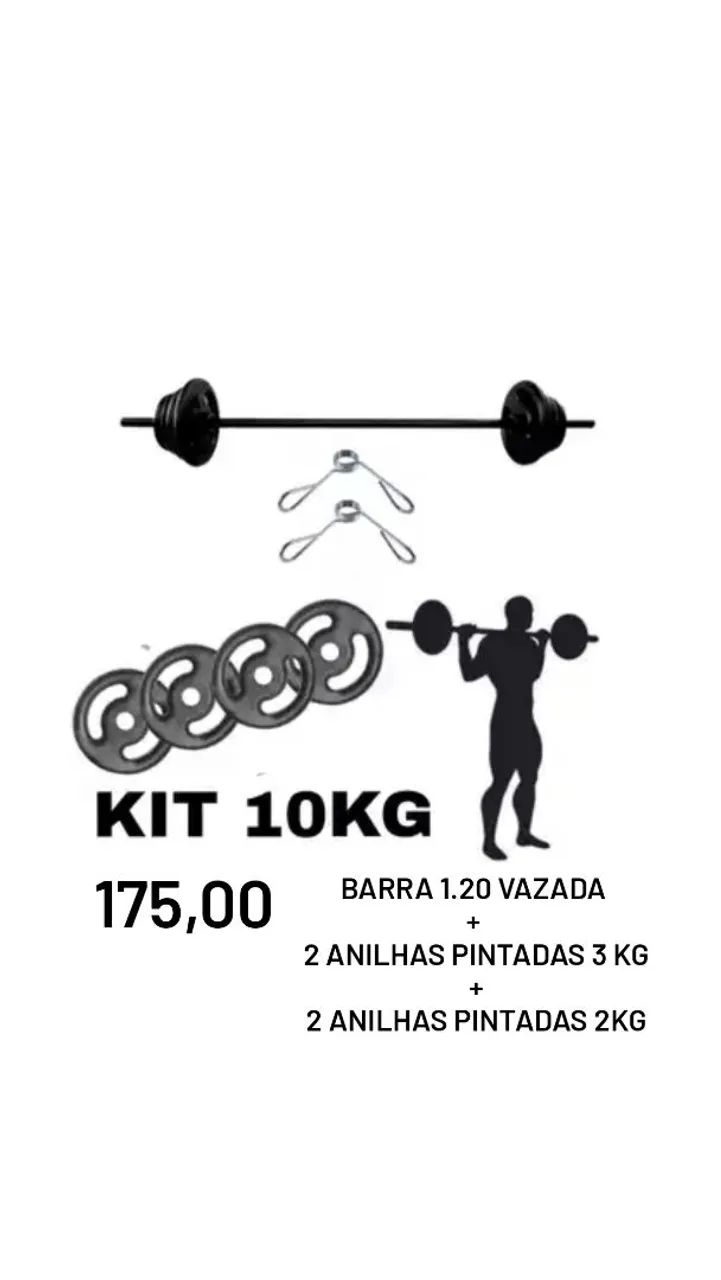 Kit 10KG para Treino - Barra e Anilhas