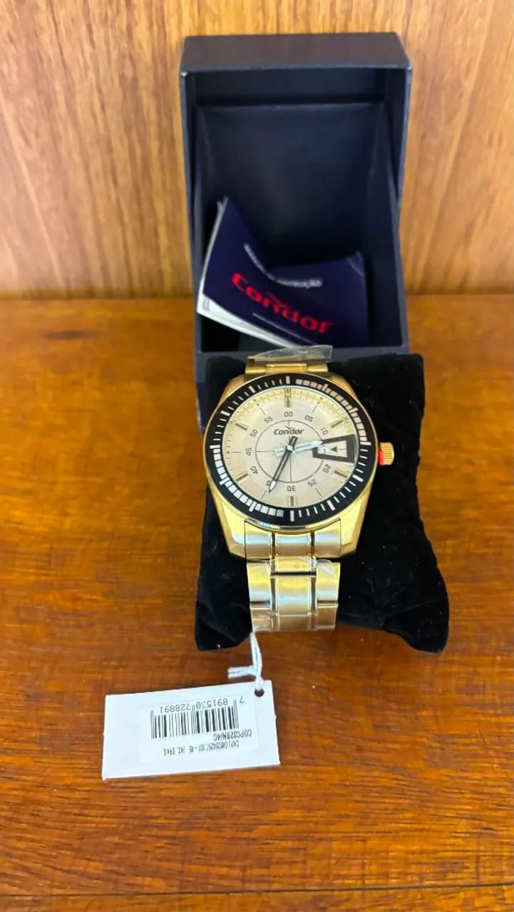 Relógio Condor Masculino Dourado Original com Caixa - Foto 2