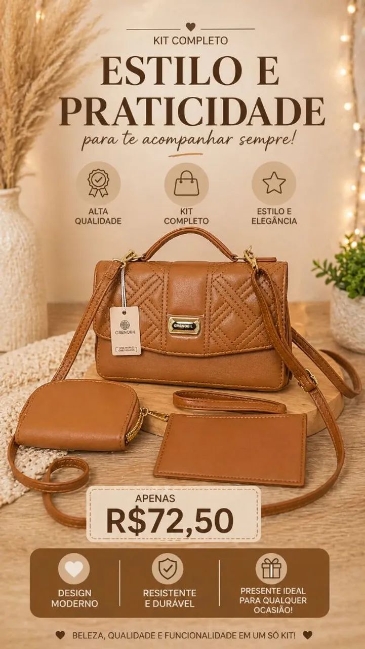 Bolsa de lado pequena feminina 