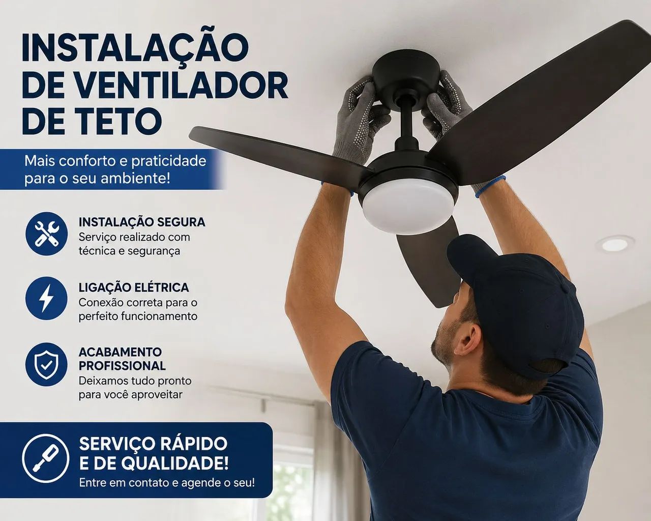 Instalação de ventilador de teto