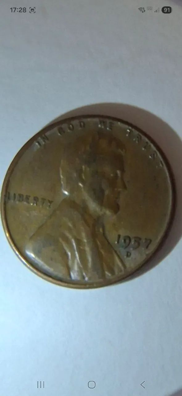 Um penny EUA Trigo 1957-D 