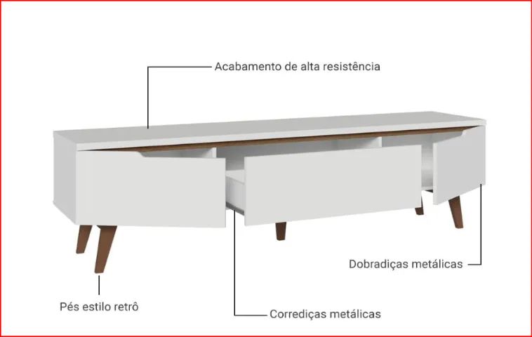 Rack para TV até 75 polegadas MOBLY - Foto 2