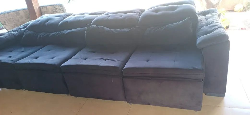 SOFA TECIDO 4 LUGARES PRETO - Foto 2