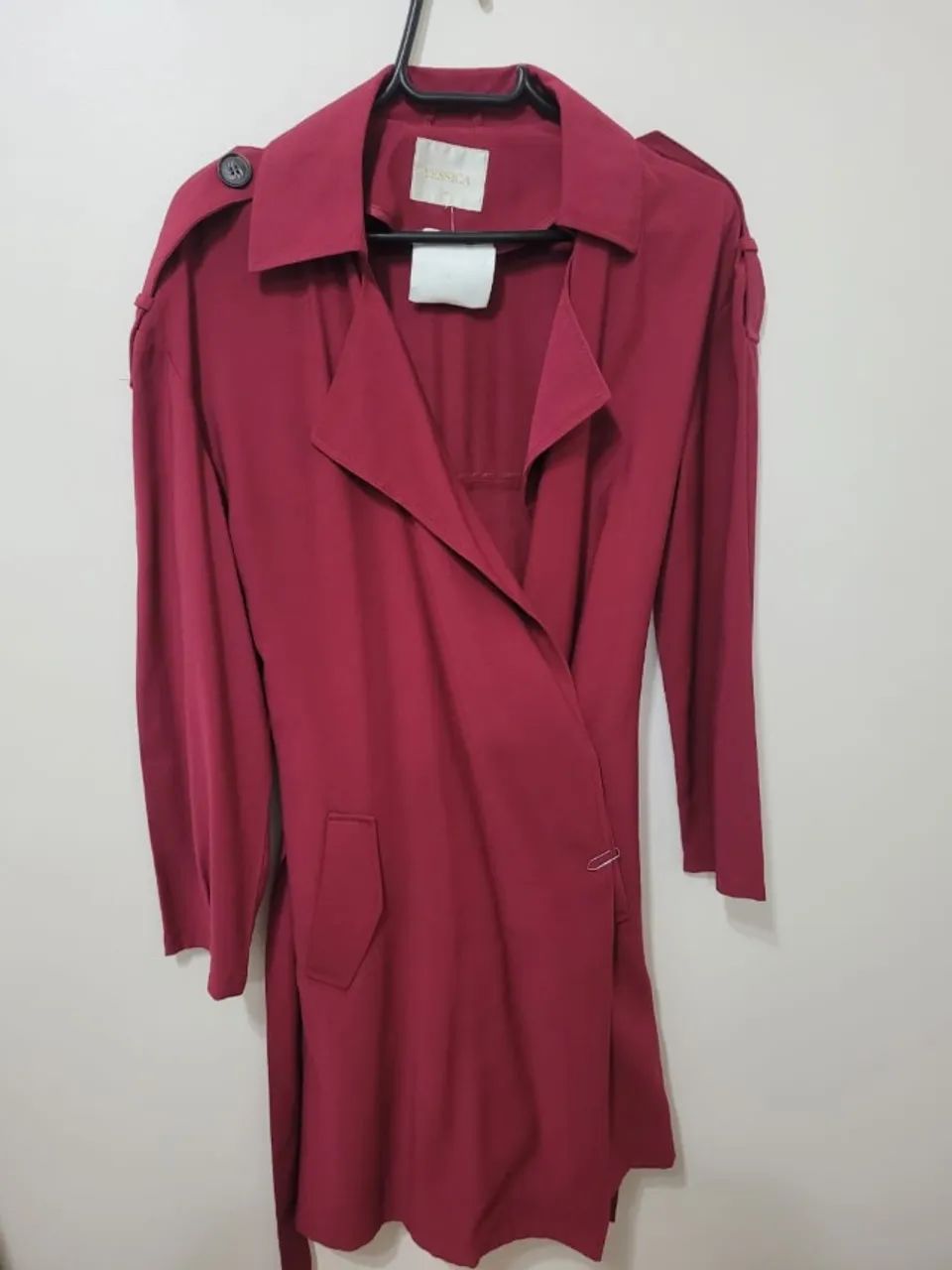 Casaco trench alongado - cor vinho/bordo - Foto 5