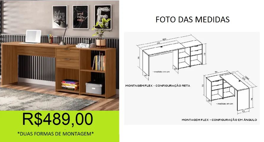 escrivaninha - duas formas de montagem - compre e retire hoje mesmo  - Foto 3