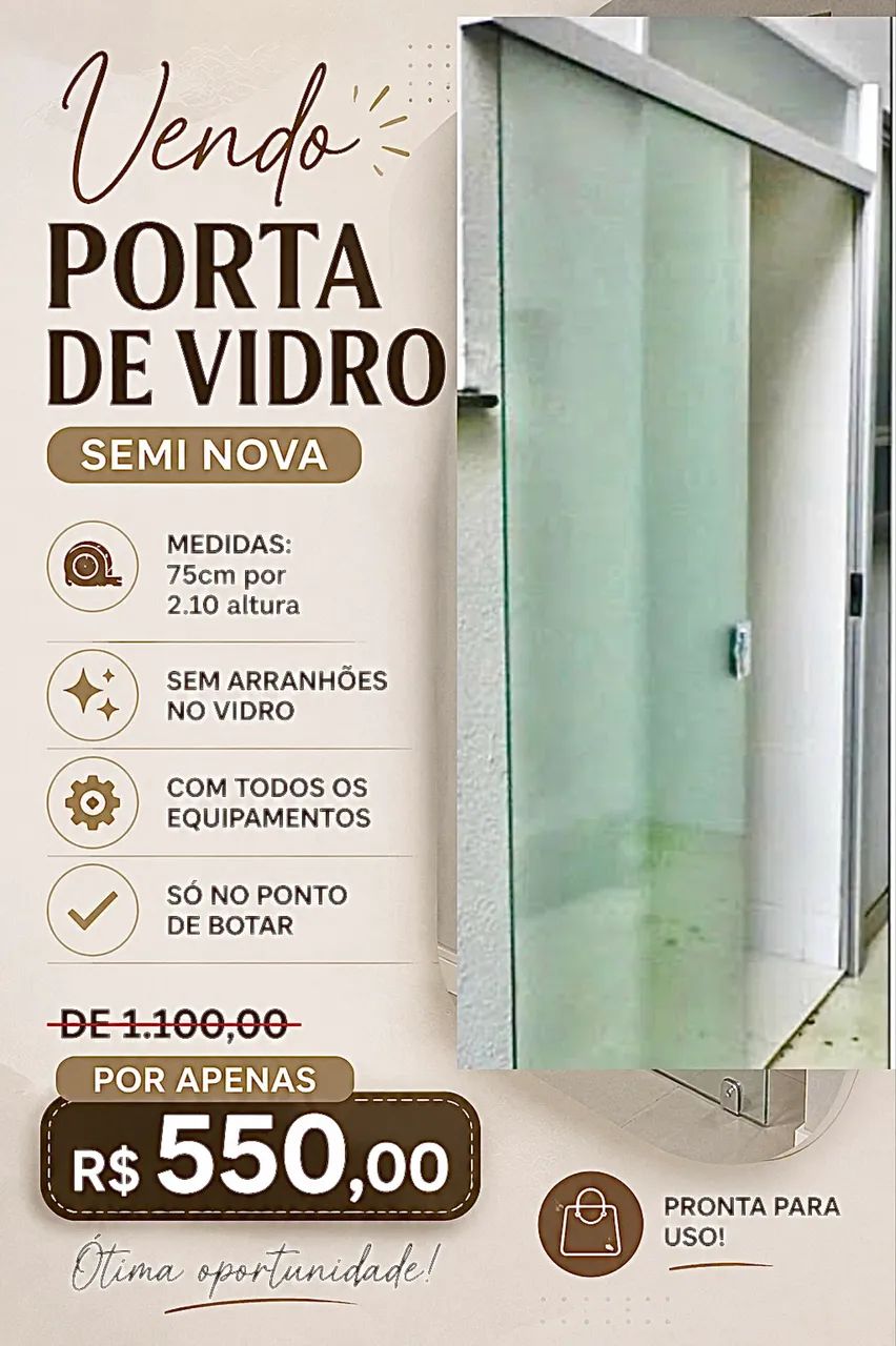 PORTA DE VIDRO CORRER - Foto 3