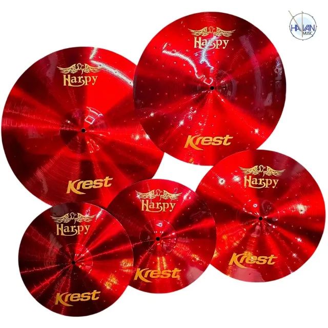 Kit Completo de Pratos Haypy Color RED by Krest + Bag de Bateria
