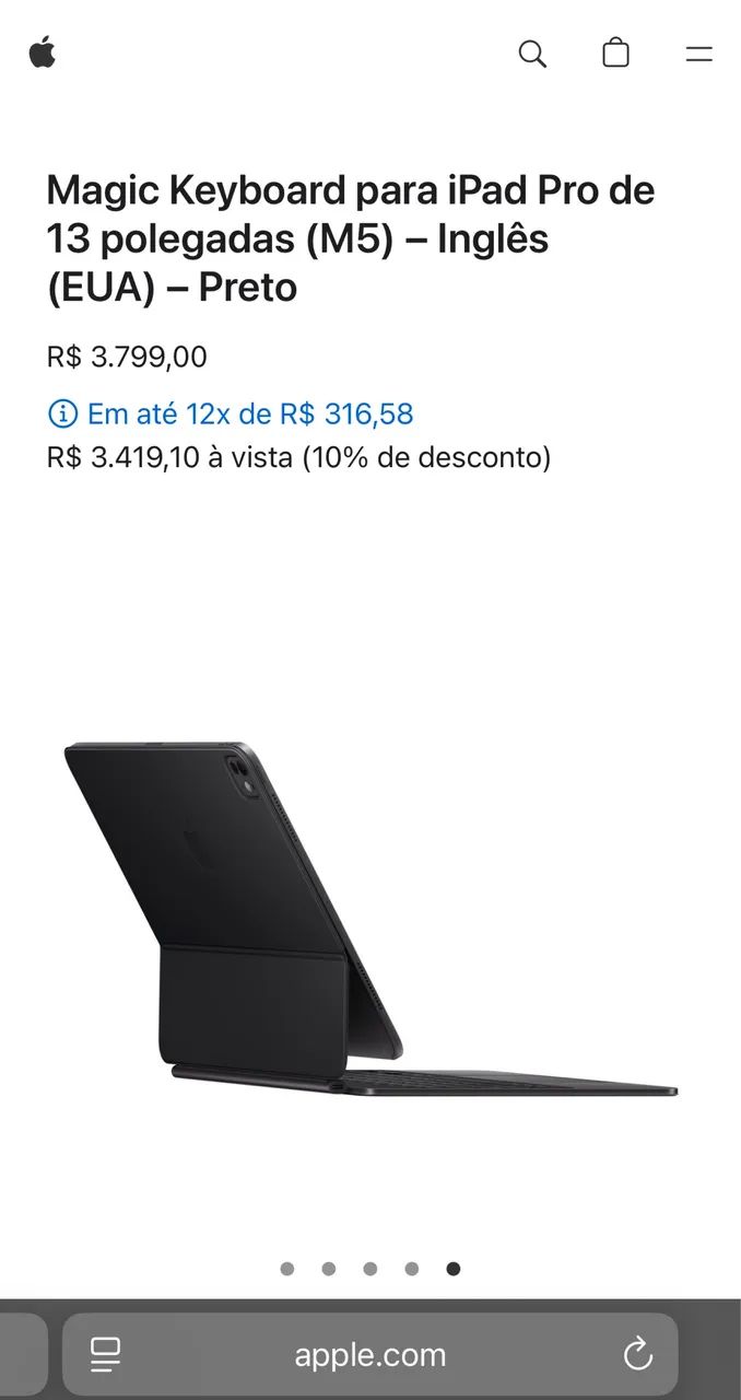 TECLADO MAGIC KEYBOARD ORIGINAL IPAD PRO 13 Polegadas A2974 EMC 8520 M4 e M5 - Foto 4