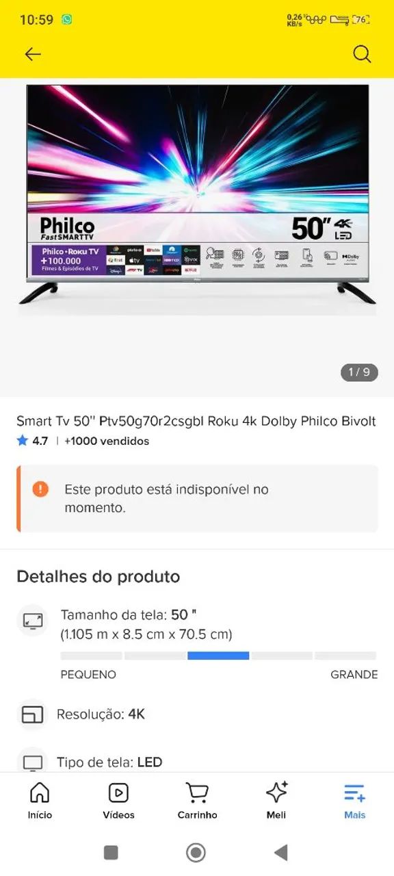 Smart TV led Philco Roku 50 polegadas, com suporte articulado p/ parede - Foto 5