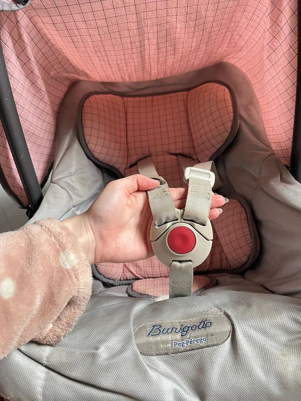 Bebê conforto Burigotto rosa com cinza  - Foto 3