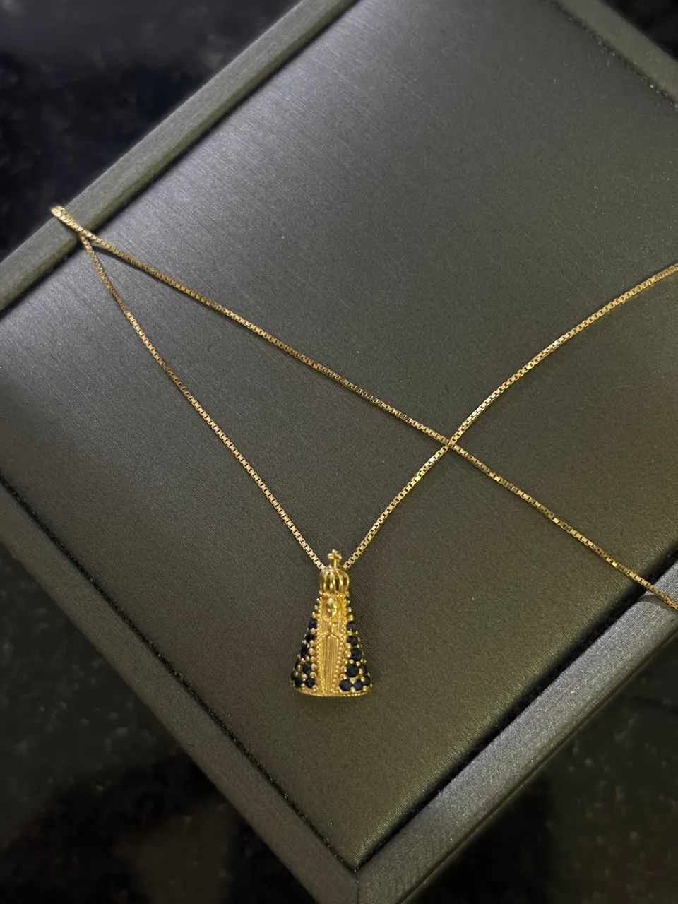 Colar Ouro18k pingente nossa senhora 