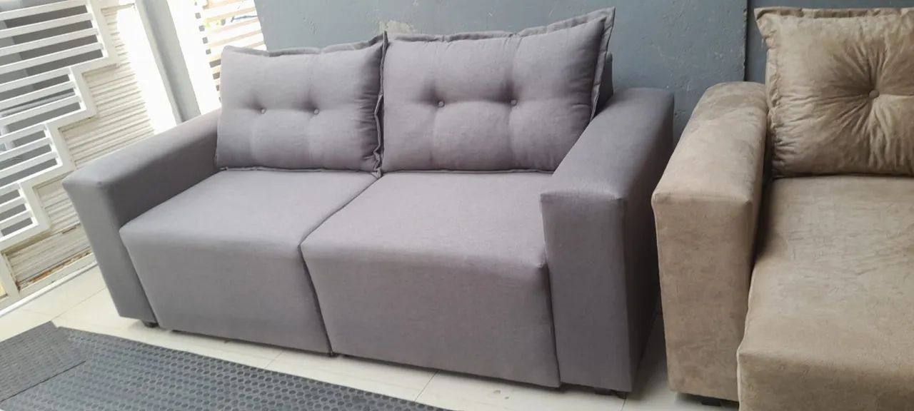 Sofá retrátil 2m tecido linho 417563164510801921