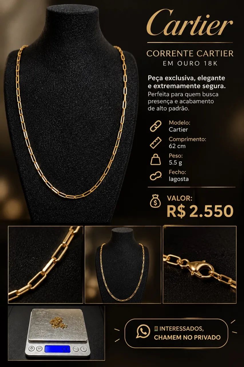 Corrente Cartier em ouro 18k