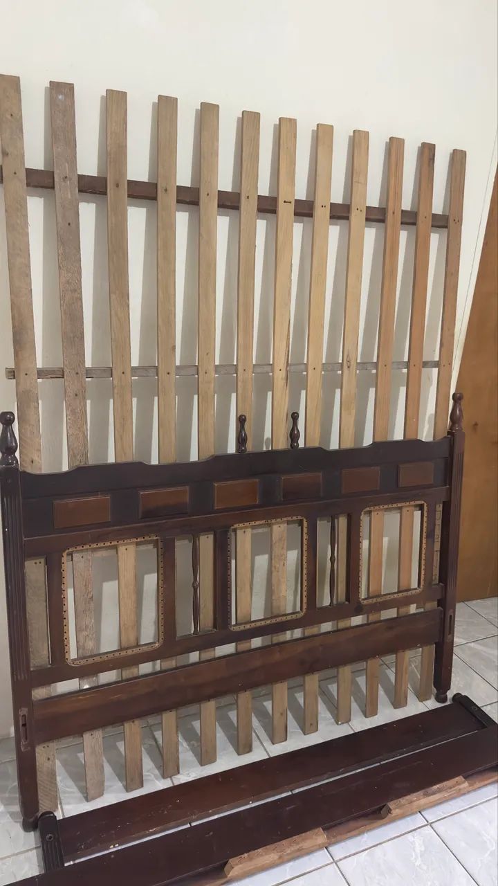 Cama madeira maciça/rústica nova - Foto 4