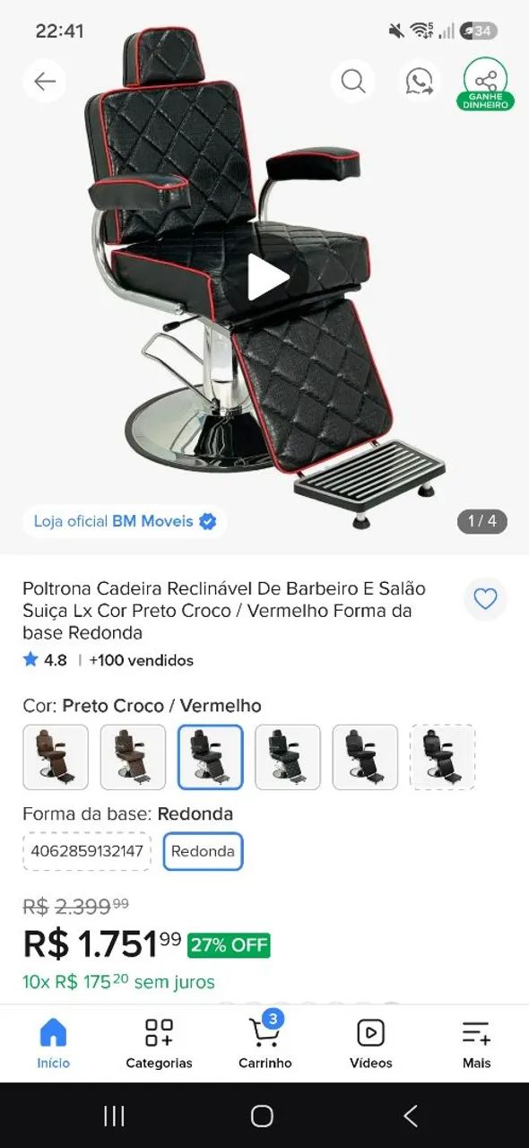 Cadeira barbeiro  - Foto 2