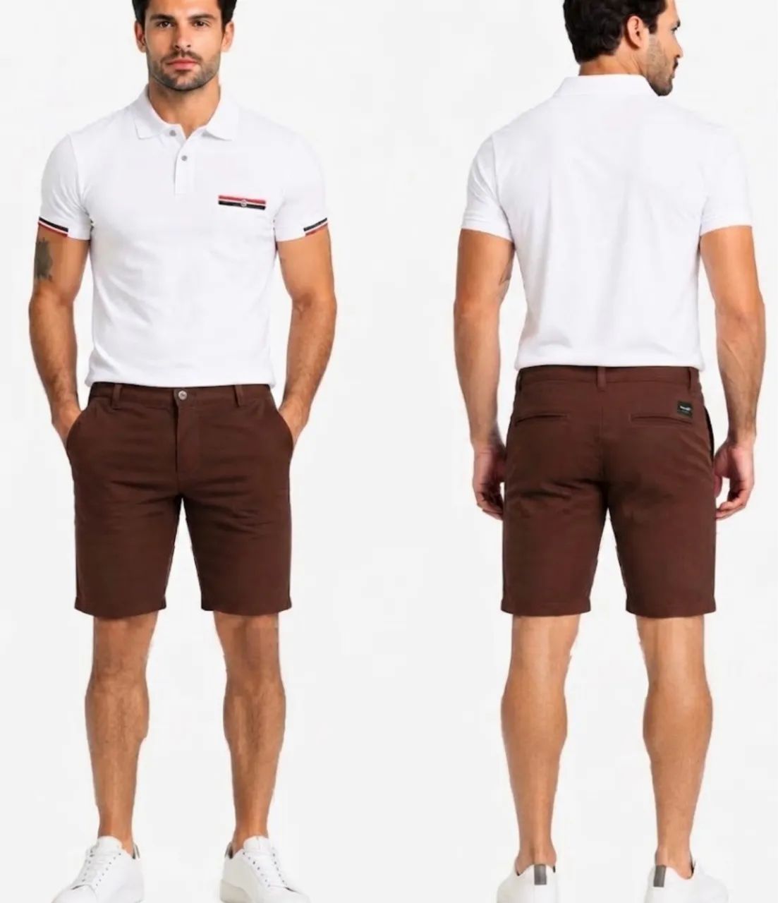 Kit Camisa Polo e Bermuda Sarja Marrom 