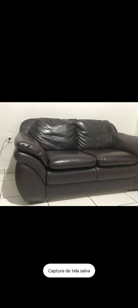 Sofá marrom escuro couro - Foto 2