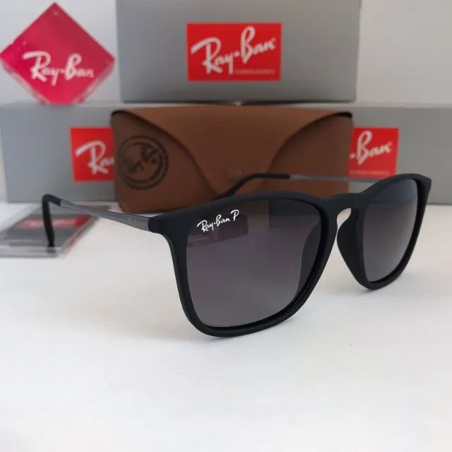 oculos de sol ray ban chris black lentes polarizadas - Foto 2