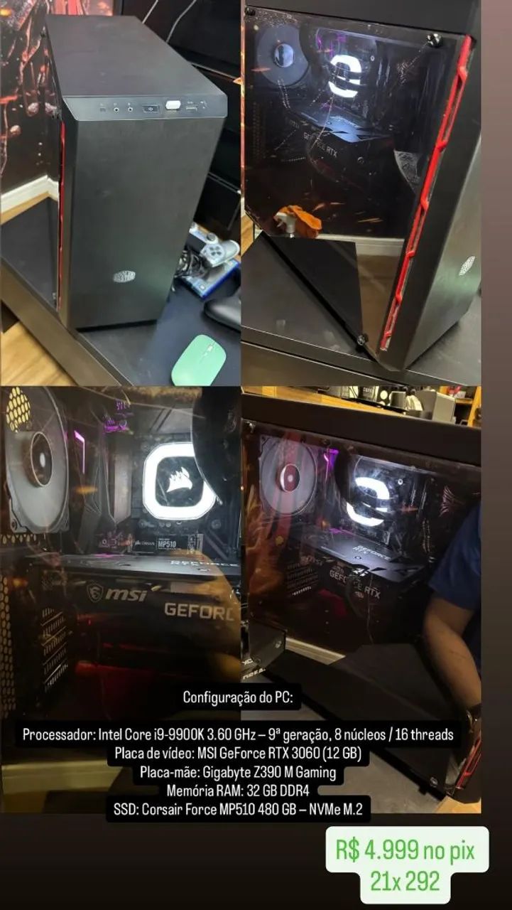 Pc gamer rtx 3060 12g. 32gb ram 512ssd