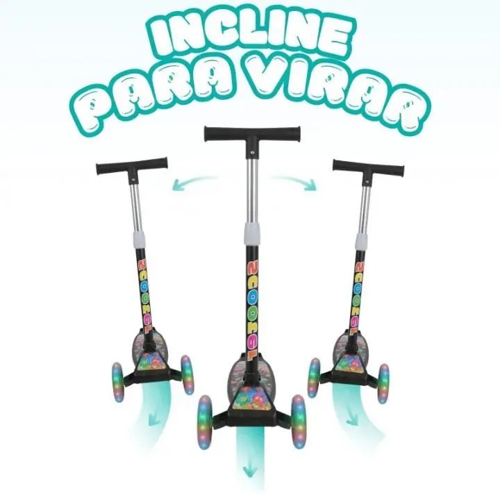 Patinete infantil 3 rodas com luzes led dobrável e ajustável Atentu Kids - Novo - Foto 2