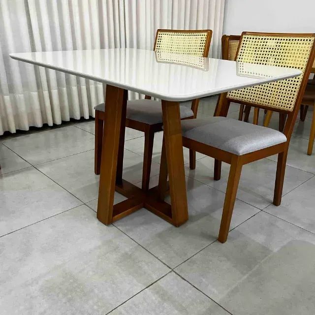 Mesa De Jantar Roma 4 Cadeiras Maciça - Foto 2