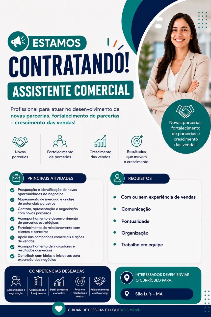 VAGA DE ASSISTENTE COMERCIAL