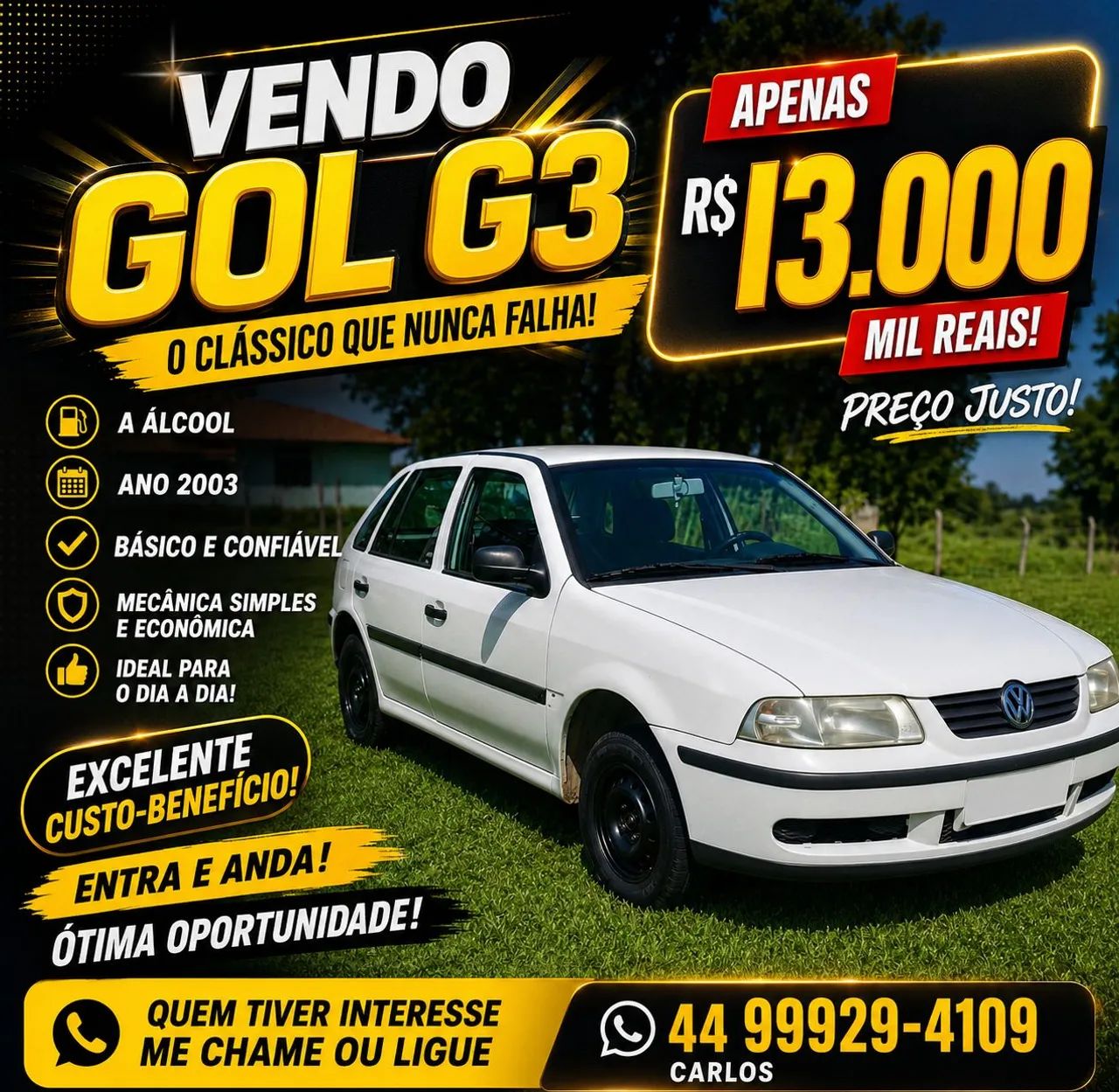 Volkswagen Gol 1.0 Plus 8V 2P (álcool) 2003