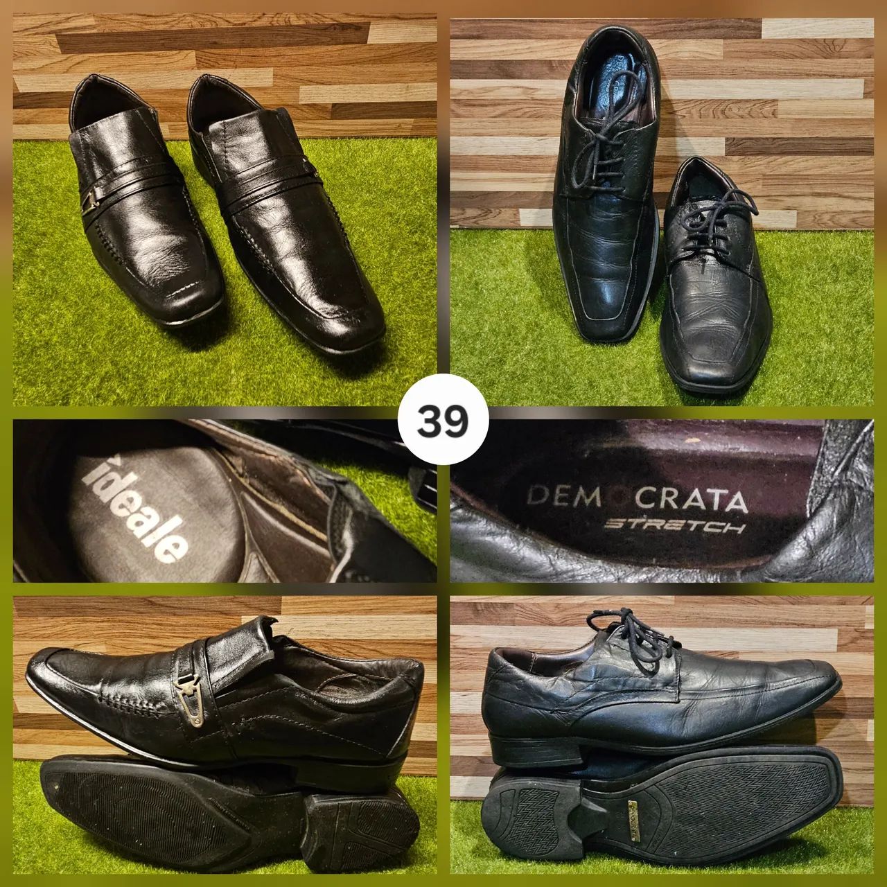 2 Pares Sapatos de Couro Tam 39 (Lote)