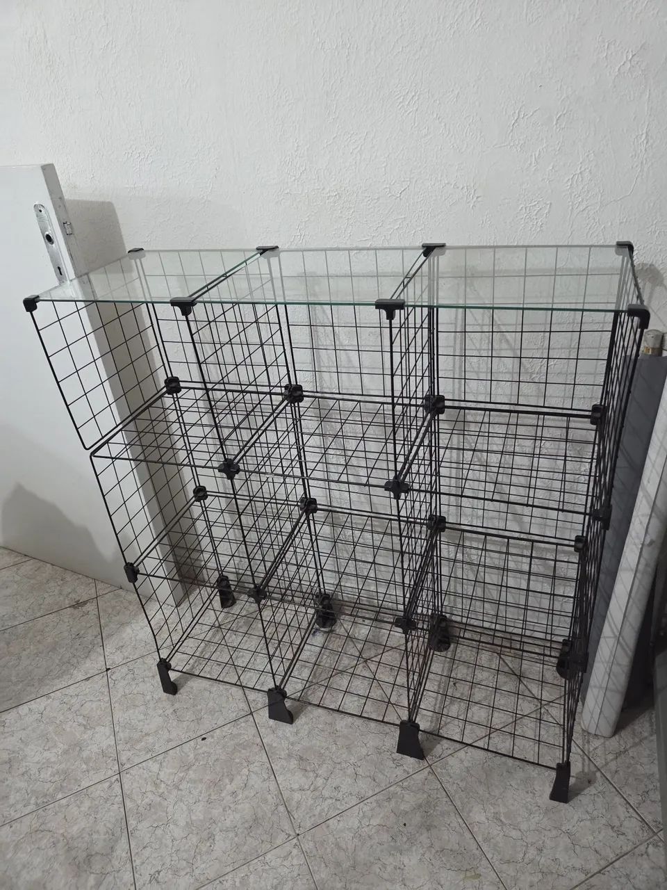 Balcao estante aramada modular com tampo vidro - Foto 2