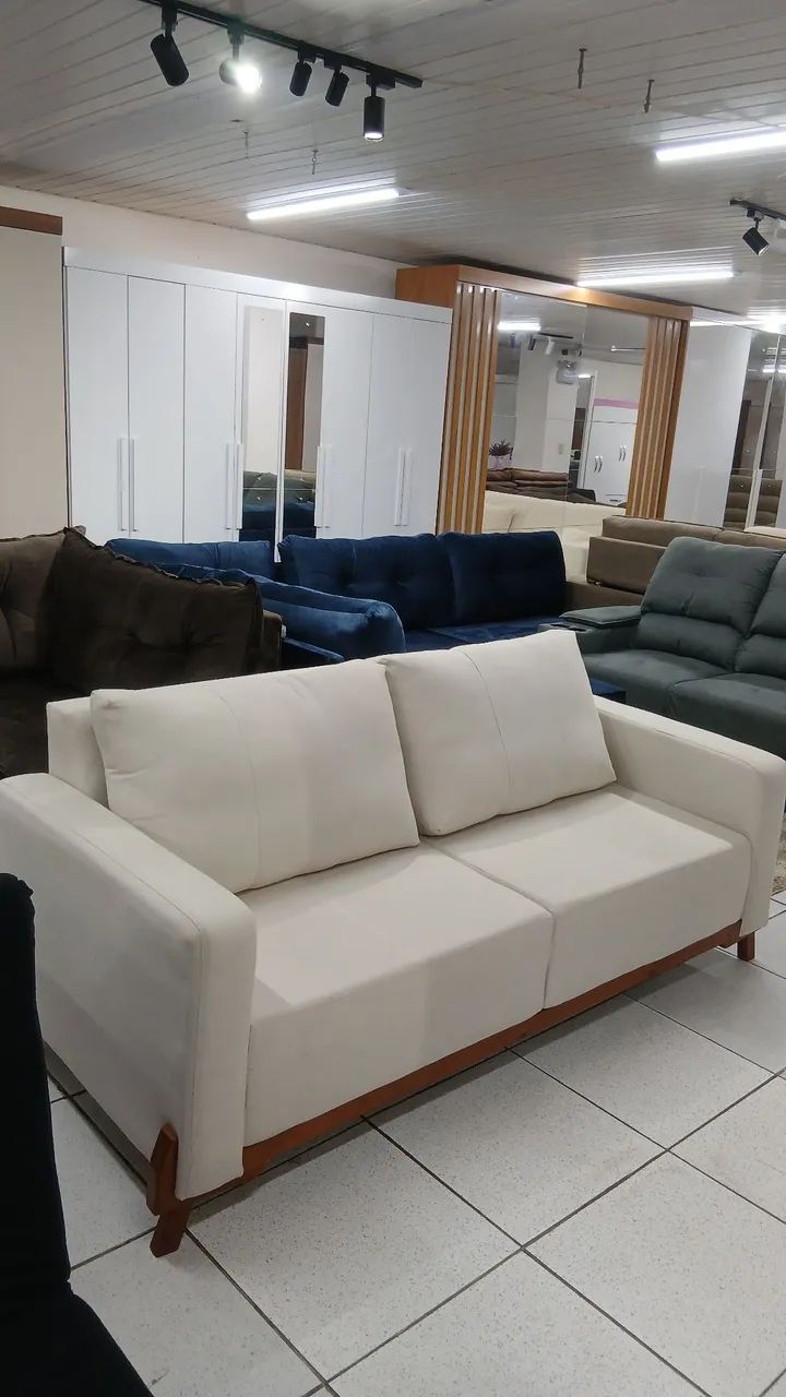 Sofá fixo todo no linho com 2m de largura 