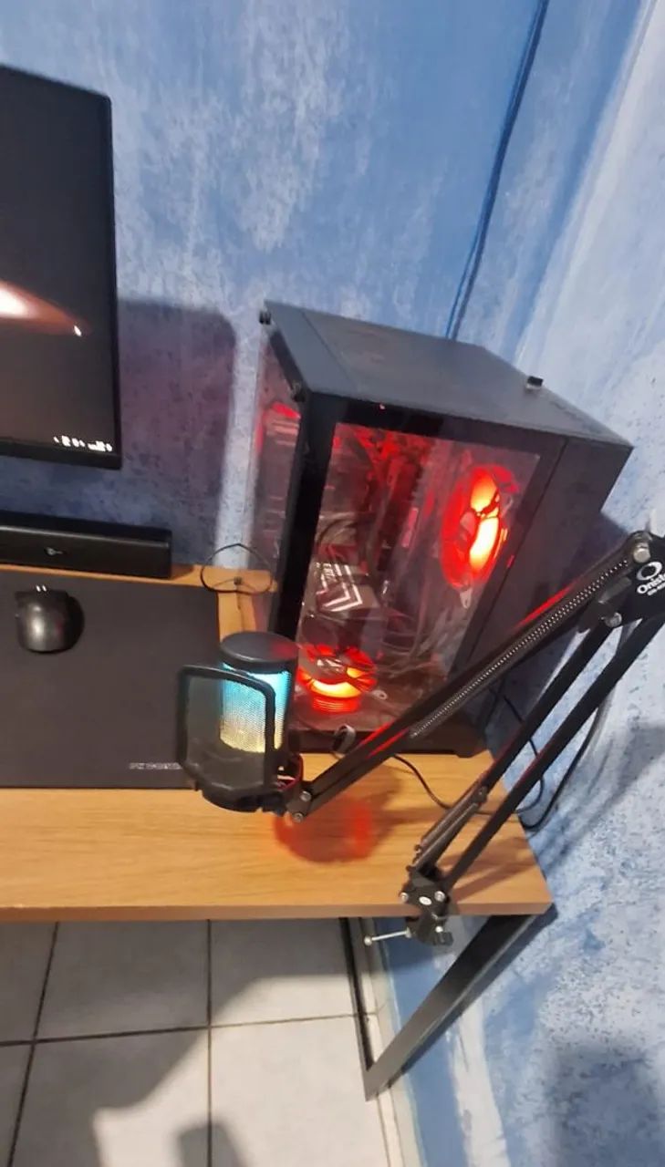 Microfone Fifine A6V RGB + Braço Articulado de mesa